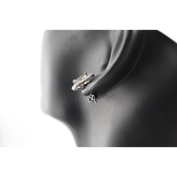 Rare Sterling Silver Spinel and CZ Stud Earrings (Light Green) - Picture 3 of 3